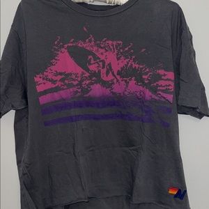 Distressed & Cropped Aviator Nation Surfer T-Shirt